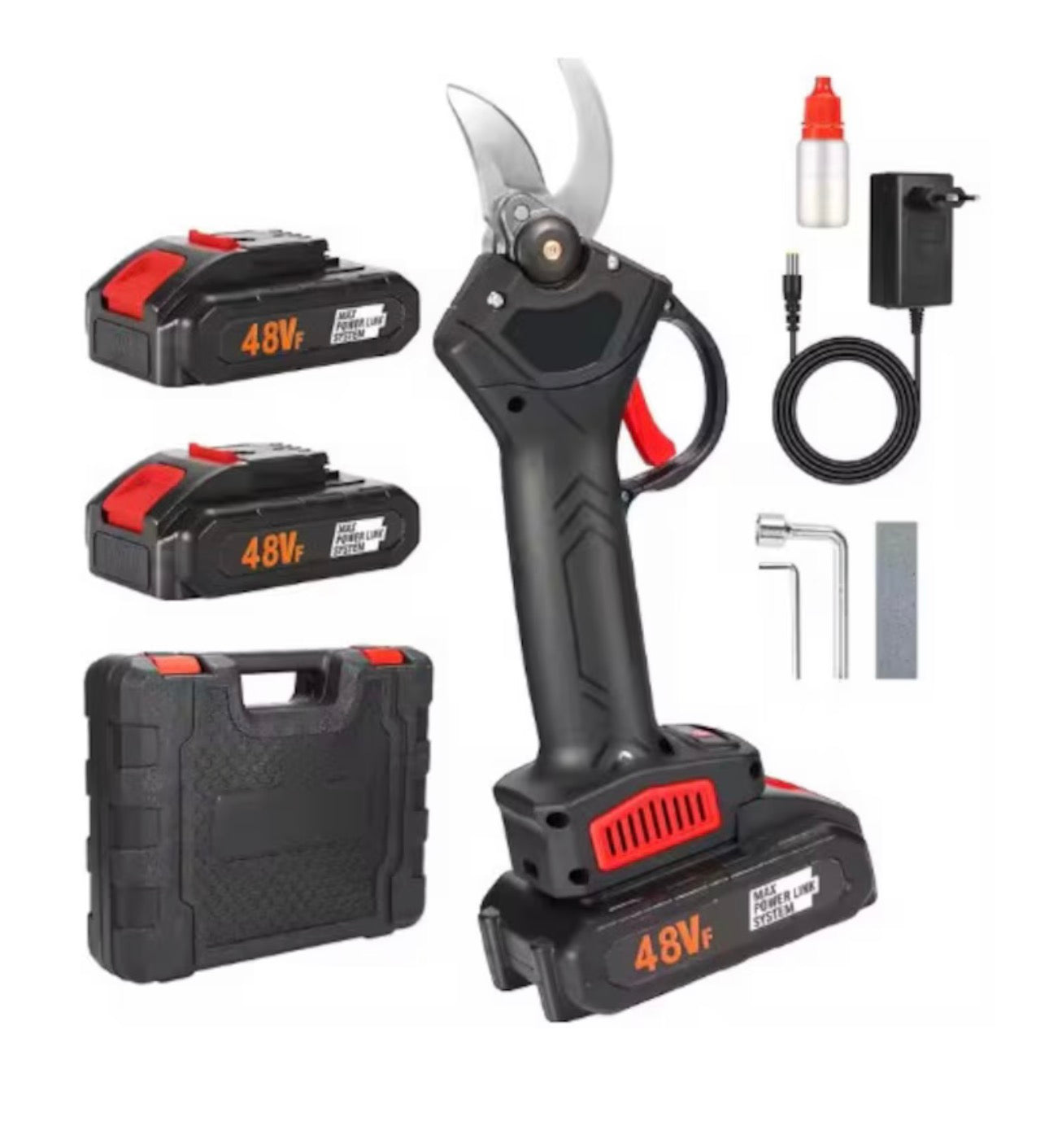 Foarfecă Electrică de Grădină 48V, 500W, Lamă SK5, 2 Acumulatori Li-Ion, Brushless – Visivo