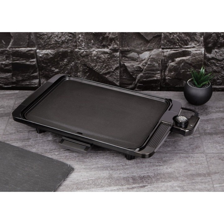 Gratar Electric Berlinger Haus, 1500W, Suprafata Antiaderenta Titan 36x26 cm, Termostat Reglabil, Tava Grasimi, Negru