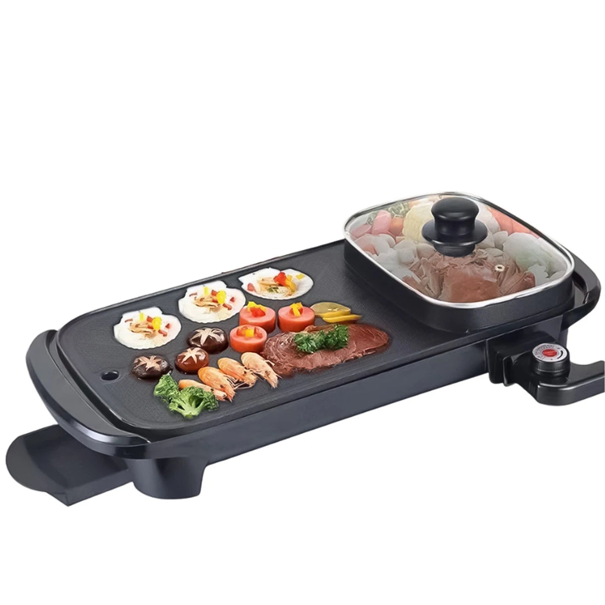 Grătar Electric 1350W, 5 Trepte Temperatură, Plăci Grill Neaderente, Tavă Colectare Grăsimi