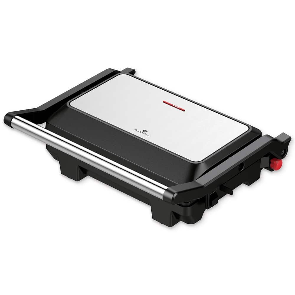Grill electric Blaumann BL9020, 1000W, plăci antiaderente, deschidere 105°/180°, Negru-Argintiu