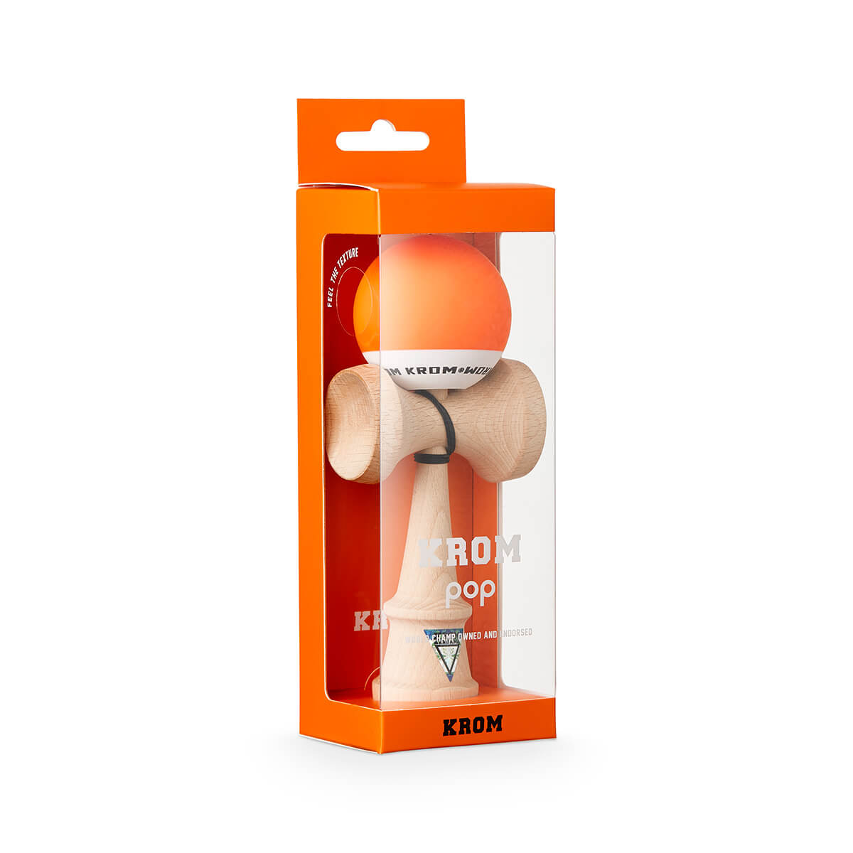 Kendama KROM POP Rubber Orange – Portocaliu, Vopsea Cauciucată OG, Lemn de Fag, Set Complet Începători