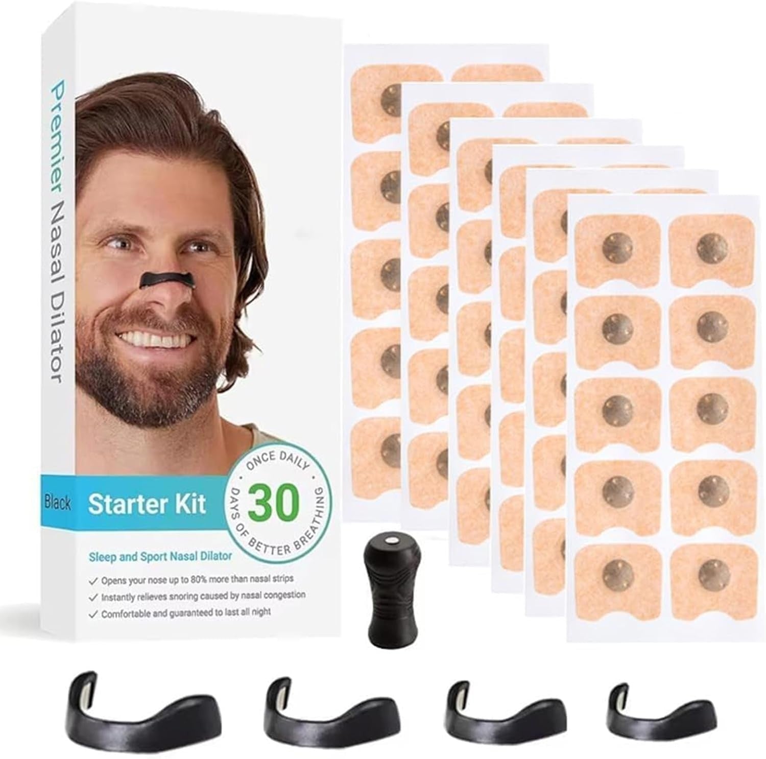 Kit 30 benzi nazale anti sforait, respiratie usoara, cresc aportul de oxigen si imbunatatesc calitatea somnului