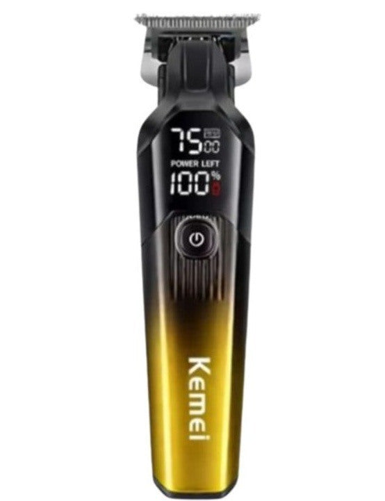 Mașină de Tuns Profesională pentru Bărbați, Kemei KM-1358 , 7500 RPM, Display LED, Acumulator 1200 mAh, USB-C, 4 Piepteni, Auriu