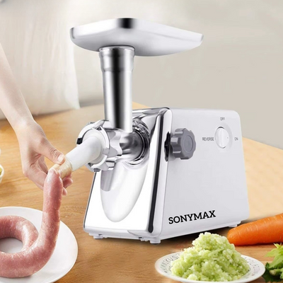 Masina de Tocat Carne Electrica Inox, 2200W, Functie Reverse, Accesorii Carnati si Kibbe