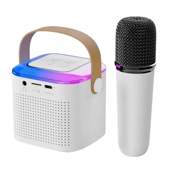 Mini set karaoke – difuzor 6W Bluetooth 5.3, microfon wireless, iluminare RGB portabil