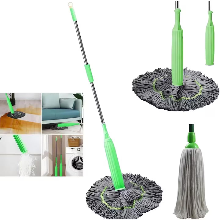 Mop Rotativ Profesional cu Stoarcere Automata si Cap Microfibra 360°