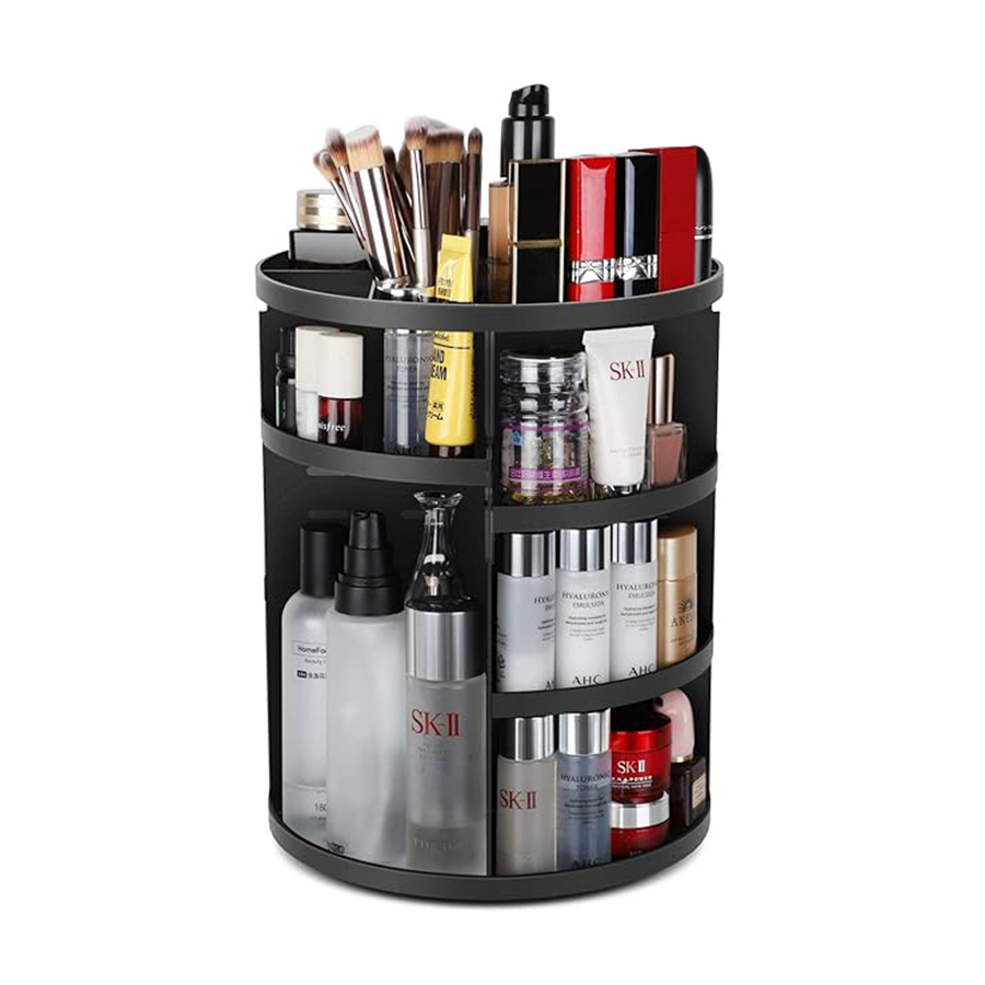 Organizator Rotativ 360 Grade pentru Cosmetice, Tava Transparenta 28 cm