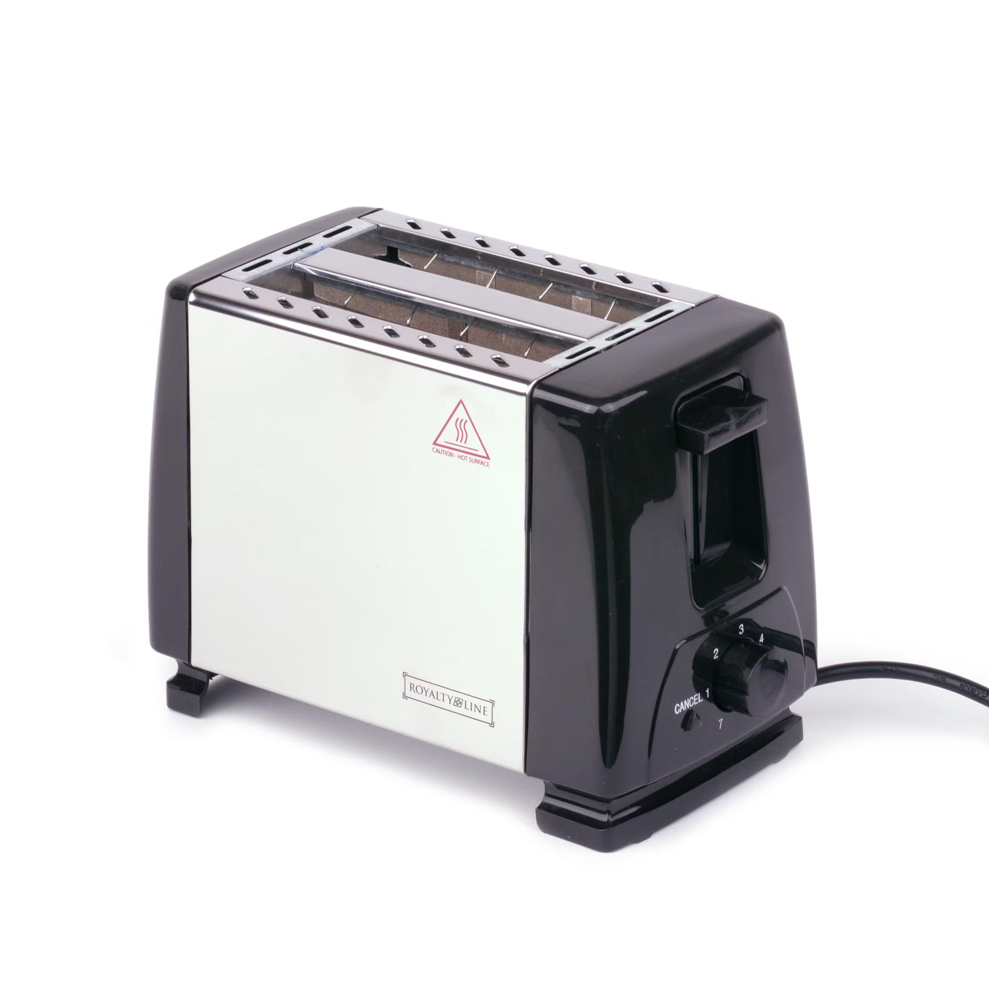 Prăjitor de Pâine Royalty Line RL-ETO-700, 700W, 2 Felii, 7 Trepte de Rumenire, Oțel Inoxidabil, Argintiu/Negru