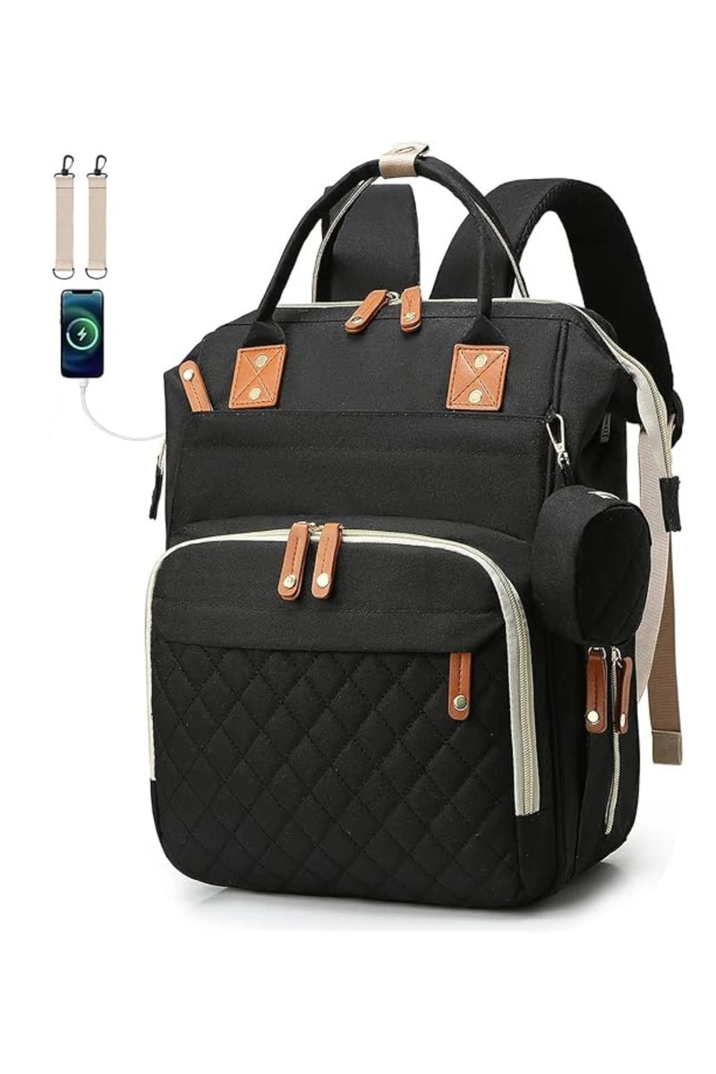 Rucsac Multifunctional pentru Mamici, Geanta Bebelusi Premium cu 17 Buzunare, Impermeabila, Compartimente Termo, Husa Suzeta si Prindere Carucior