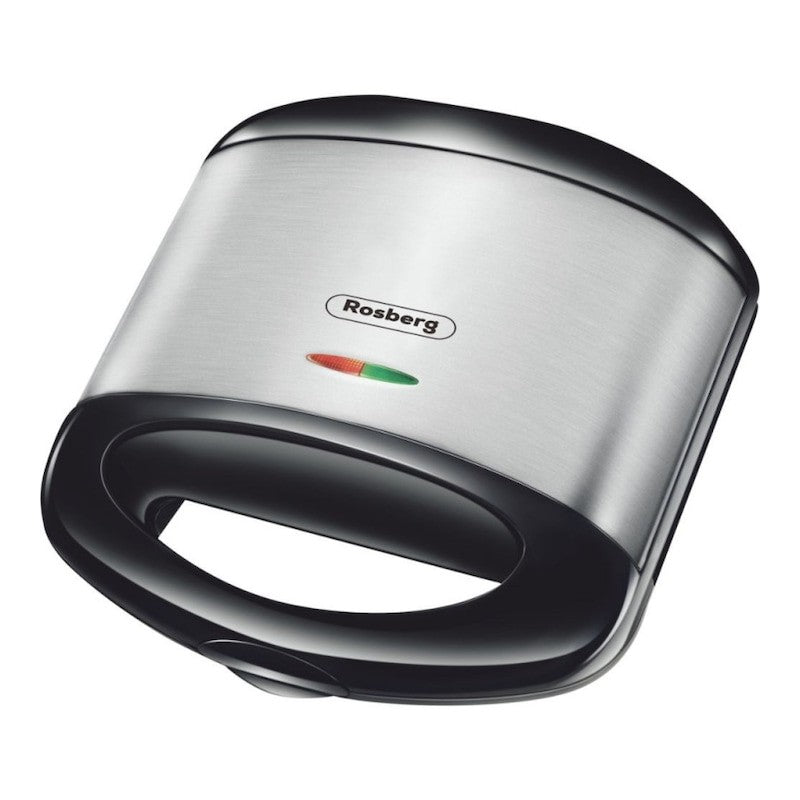 Sandwich-Maker, 750W, 2 felii, Antiaderent, Otel inoxidabil / Negru, Rosberg