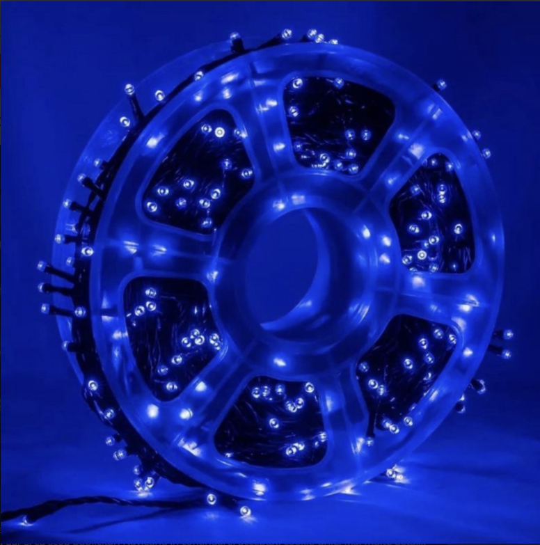 Instalație Luminoasă de Crăciun, 100m, 480 LED-uri Albastre, Bec Tip Diamant, 8 Jocuri de Lumină, IP44