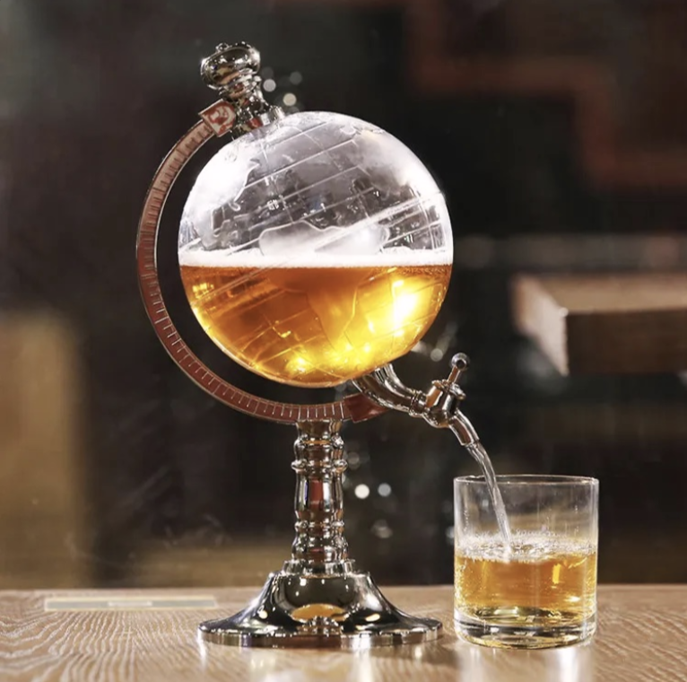 Dispenser băuturi Glob Pământesc – 3,5L, transparent, cu robinet și pâlnie