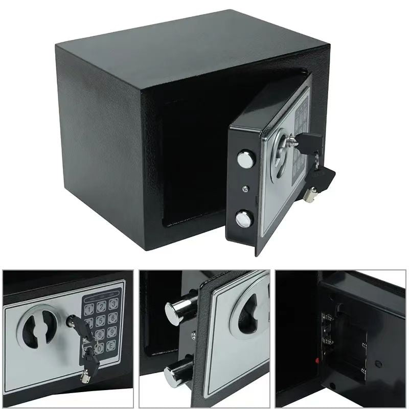 Seif Metalic Antiefractie UBX cu Cifru Electronic și Cheie | Caseta de Valori 23x17x17cm, Montare Perete/Mobilier, pentru Acasă și Birou