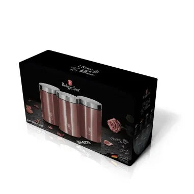 Set Depozitare 3 Piese Metallic Line I-Rose – Oțel Inoxidabil, Design Modern, pentru Zahăr, Cafea și Ceai