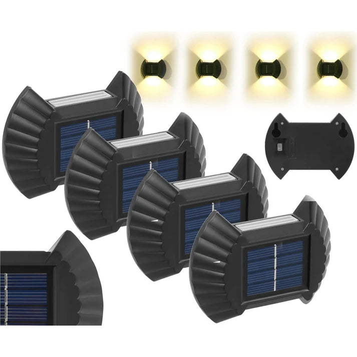 Set 4 Lampi Solare Perete Exterior, Iluminare Sus si Jos, Lumina Calda, IP65