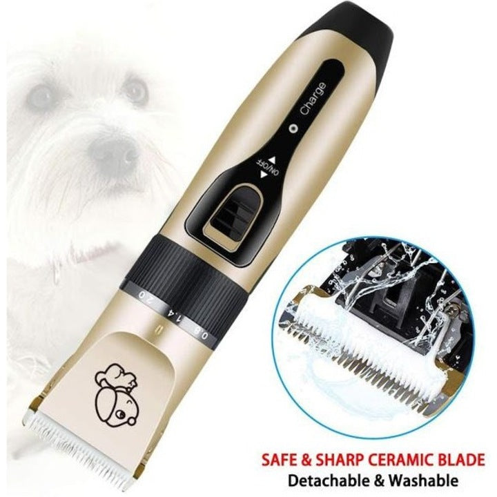 Set mașină de tuns animale, 12 piese, cu lamă din titan și ceramică, foarfecă, clește unghii și pieptene