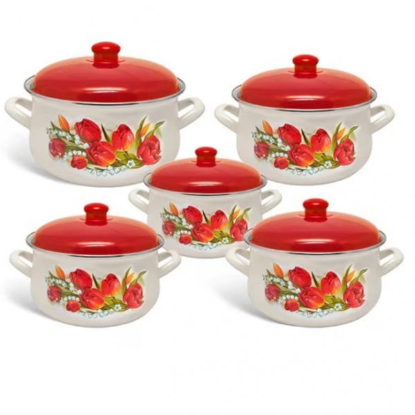 Set 5 oale Emailate cu Capace Savasan 2.2-6l - Lalele