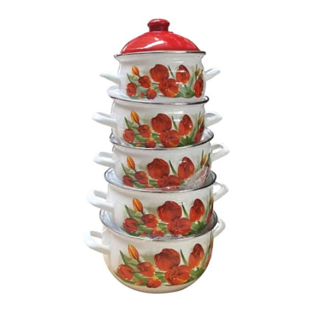 Set 5 oale Emailate cu Capace Savasan 2.2-6l - Lalele
