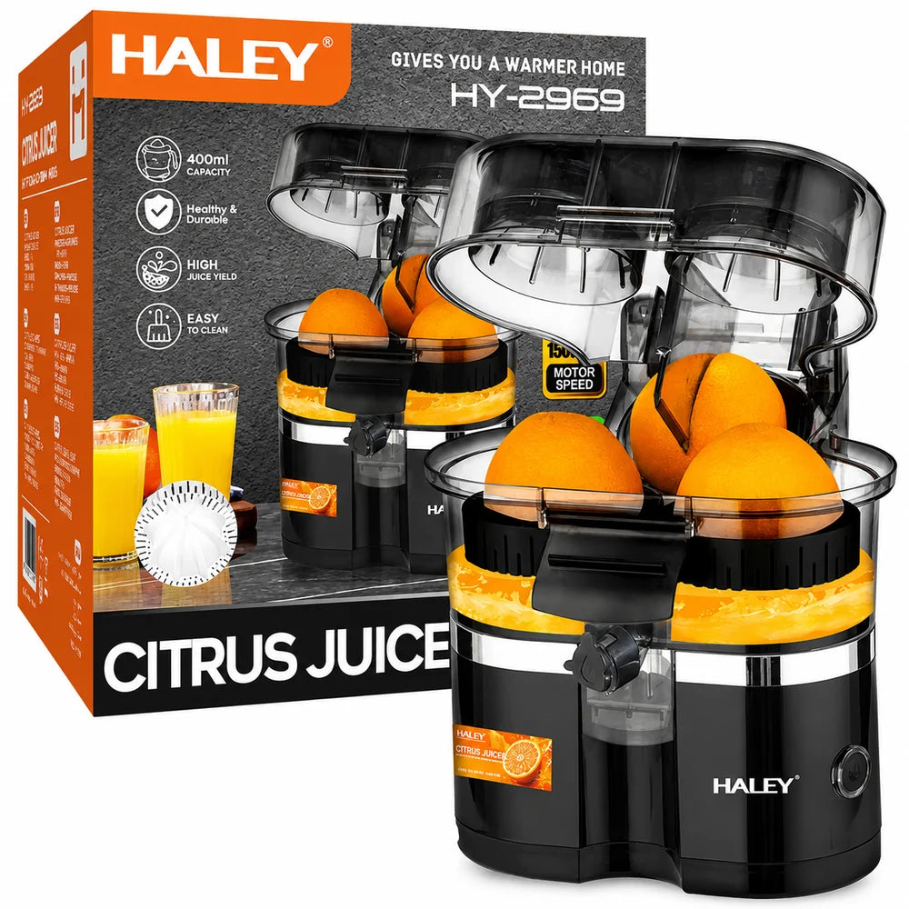 Storcător Electric Citrice HALEY HY-2969, 650W, 15.000 RPM, Alimentare Automată, Tăietor Integrat, 400 ml