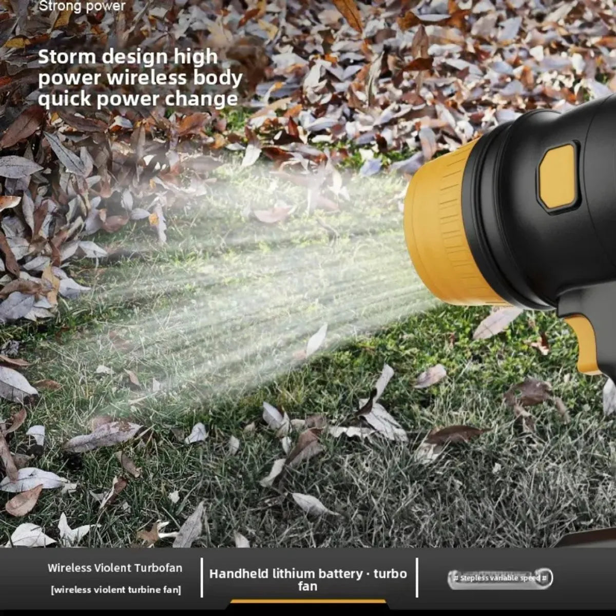 Suflanta Aer Portabila cu 2 Acumulatori 48V | Putere 34000 RPM, Uscare Auto, Curatare Frunze