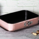 Tava Copt Dreptunghiulara Berlinger Haus I-Rose Collection, 39x27 cm, Strat Titan Antiaderent, Otel Carbon, Roz Metalizat