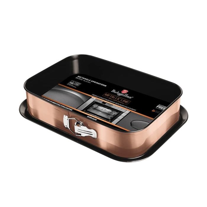 Tava Copt Dreptunghiulara Berlinger Haus Rose Gold Edition, 39x27 cm, Strat Titan Antiaderent, Otel Carbon, Roz Auriu