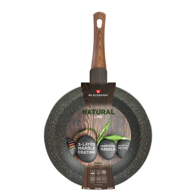 Tigaie Blaumann BL-3382, 24 cm, Aluminiu Forjat, Interior Marmură 3-Straturi, 1.7L, Gri Închis – Antiaderent, ECO Friendly