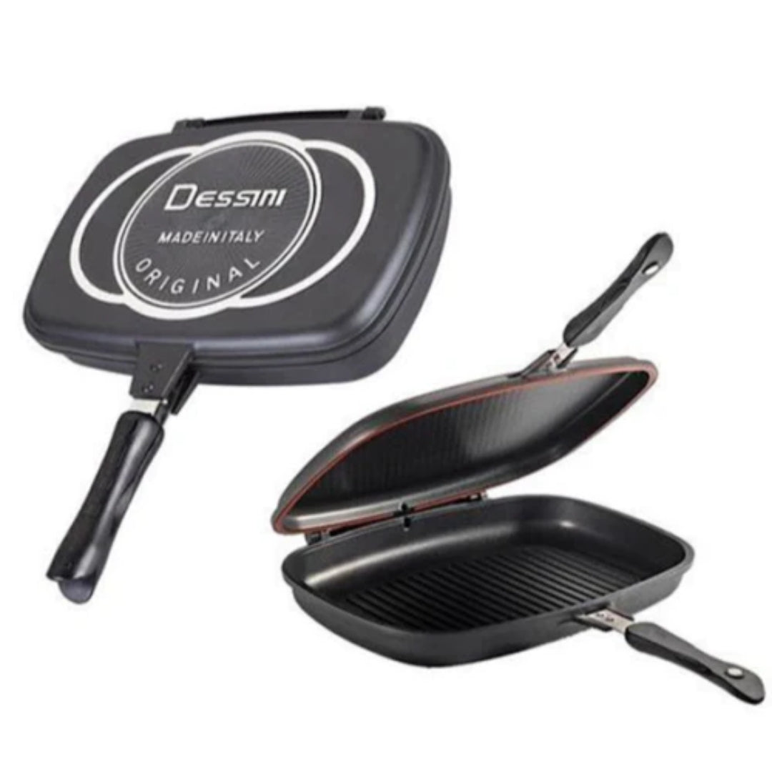Tigaie Dublă Antiaderentă cu Garnitura de SIlicon 36x24 cm, pentru Grill și Omletă