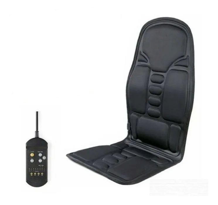 Topper scaun masaj cu vibrații și încălzire lombară – 5 moduri, 4 zone, controler manual, adaptor auto