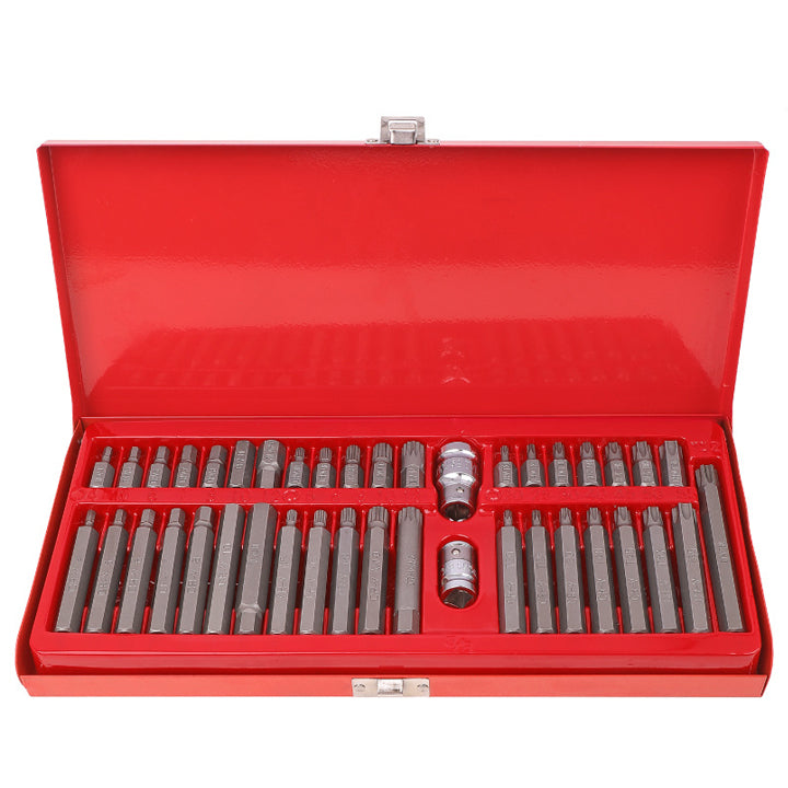 Trusă 41 Piese Biți Chei Torx, Hex, Spline | Set Scurt și Lung cu Adaptoare 1/2" și 3/8"