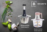 Tocător Electric BEYERS BH-2880, 1000W, 3L Inox + Tocător Manual 3L din Sticlă, 6 Lame, Multifuncțional, Negru/Roz