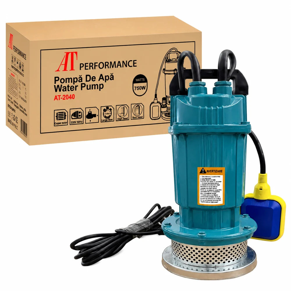 At Performance Vezi toate produsele Pompa apa curata submersibila, AT-Performance AT-2040, fonta, pornire automata, cu plutitor, 750 W, Inaltime refulare 32 m, adancime absorbtie 28 m, 1.5 m3/h, 1 Tol, 220 V