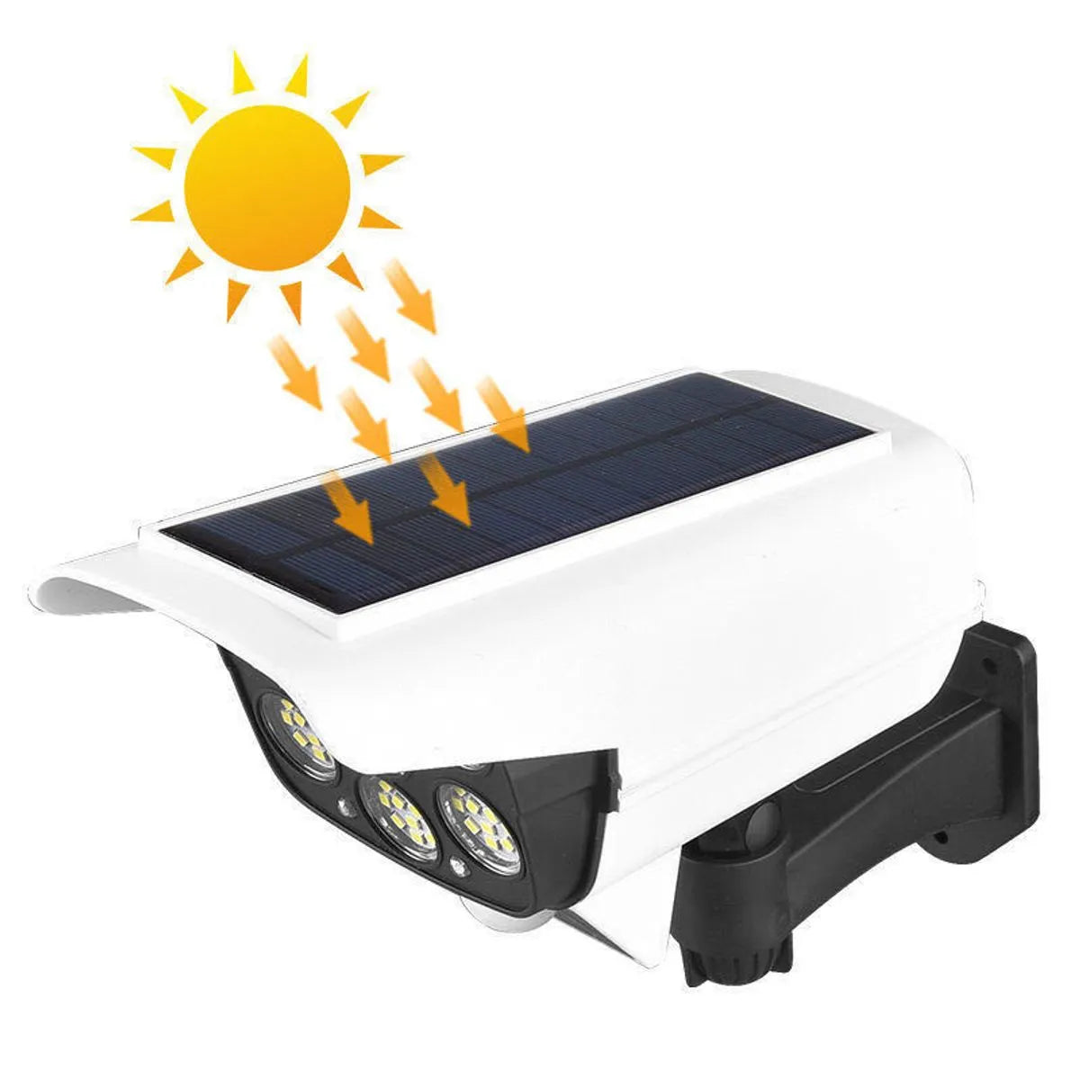 Cameră Supraveghere Falsă Profesională cu Lampă Solară 77 LED și Senzor de Mișcare PIR