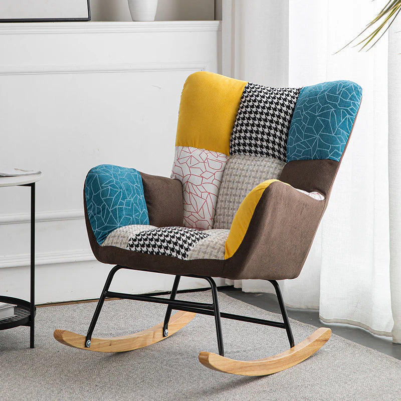 Fotoliu tip balansoar 55x75x82 cm , material catifelat si structura metalica