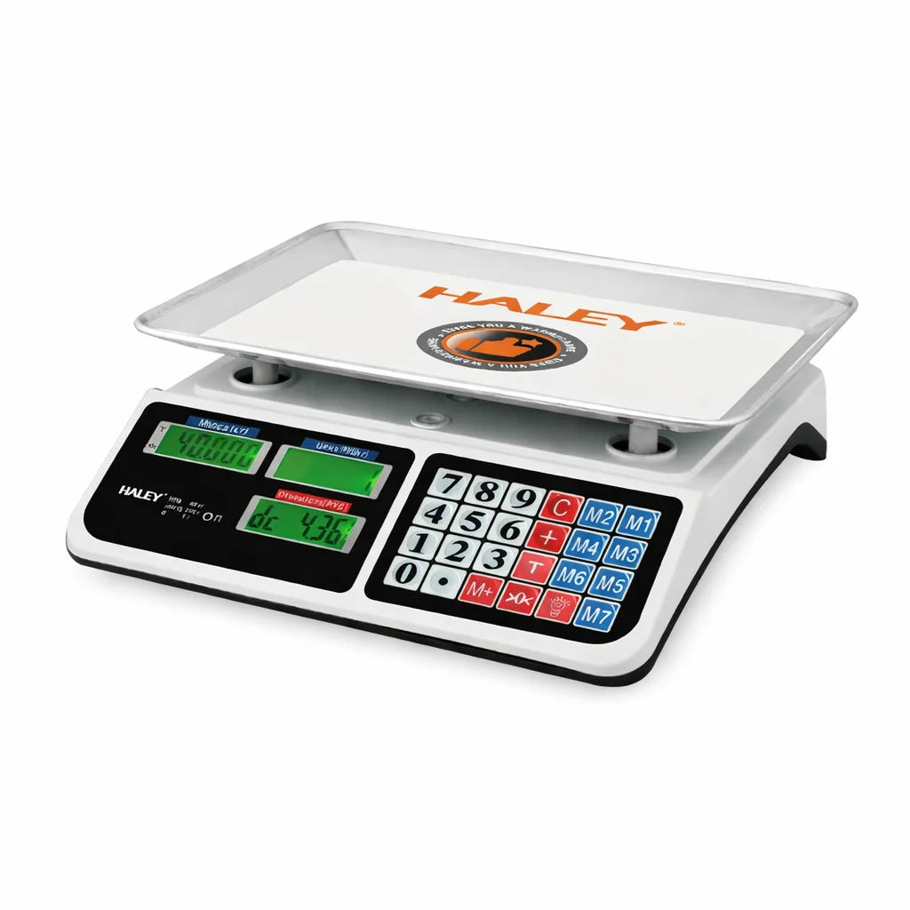 Cântar Digital Comercial HALEY HY-5040, 40kg, Calcul Automat Preț, Afișaj Dublu, Tavă Inox, cu Baterie Reîncărcabilă