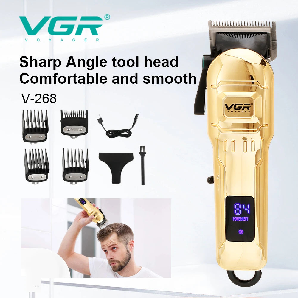 Mașină de tuns VGR V-268 profesională, fără fir, USB, 2000mAh, afișaj digital