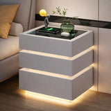 Noptieră Inteligentă Multifuncțională cu 3 Sertare, 50 x 40 x 56 cm LED Tactil 3 Culori, Încărcare Wireless & USB, Difuzor Bluetooth, Blat din Sticlă Securizată