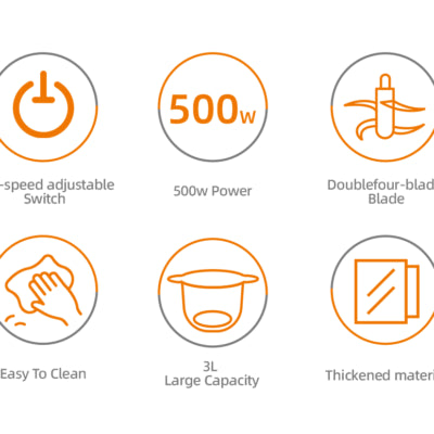 Tocător Alimente Haley HY-1238 500W, Vas 3L, 4 Lame Inox – Tocare Rapidă și Uniformă