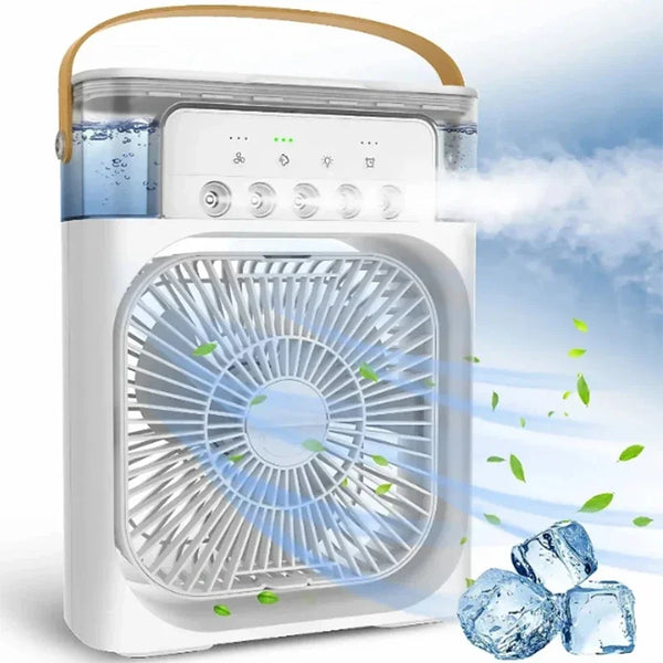 Răcitor de Aer Portabil cu Umidificator și Ventilator 3 Viteze, Mini Aer Condiționat USB, LED 
