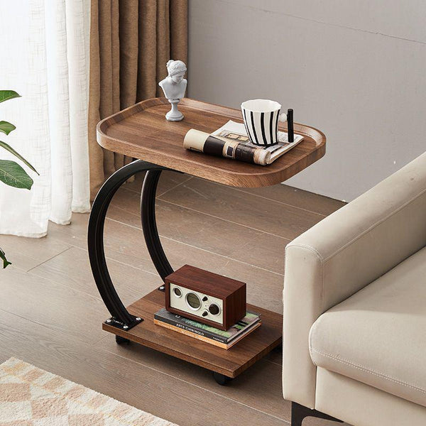 Masuta Tip C, 52x34x60cm, 2 niveluri , cu roti, pentru living Design nordic