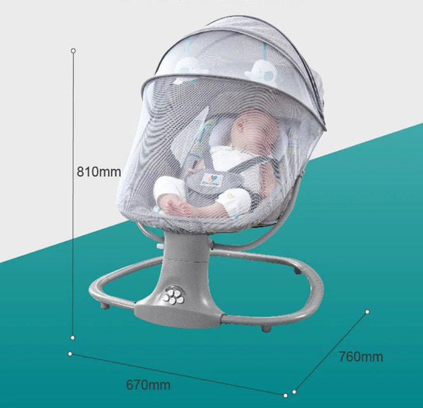 Balansoar copii 3 in 1, Electric, cu Plasa Tantari, Perna Detasabila, Jucarii, USB, Bluetooth