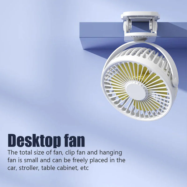 Ventilator clip-on USB 3 viteze, 360° rotativ, mini silentios pentru birou, carucior, portabil