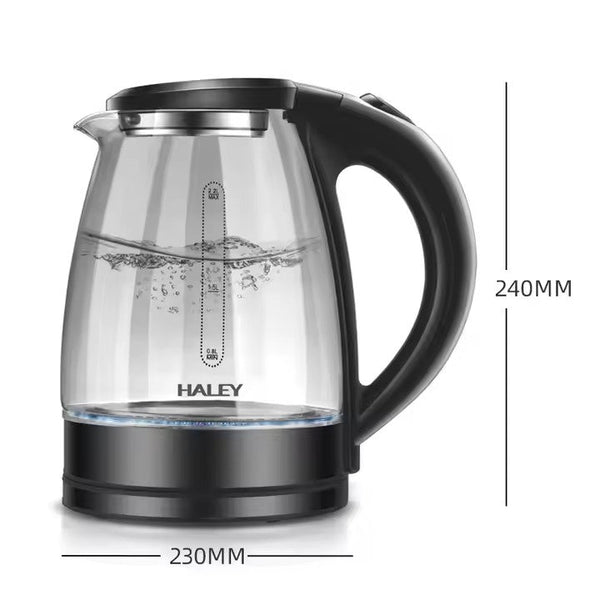 Fierbător Electric HALEY HY-8855: Portabil din Sticlă de 2,2 L, încălzire Rapidă cu Oprire Automată 