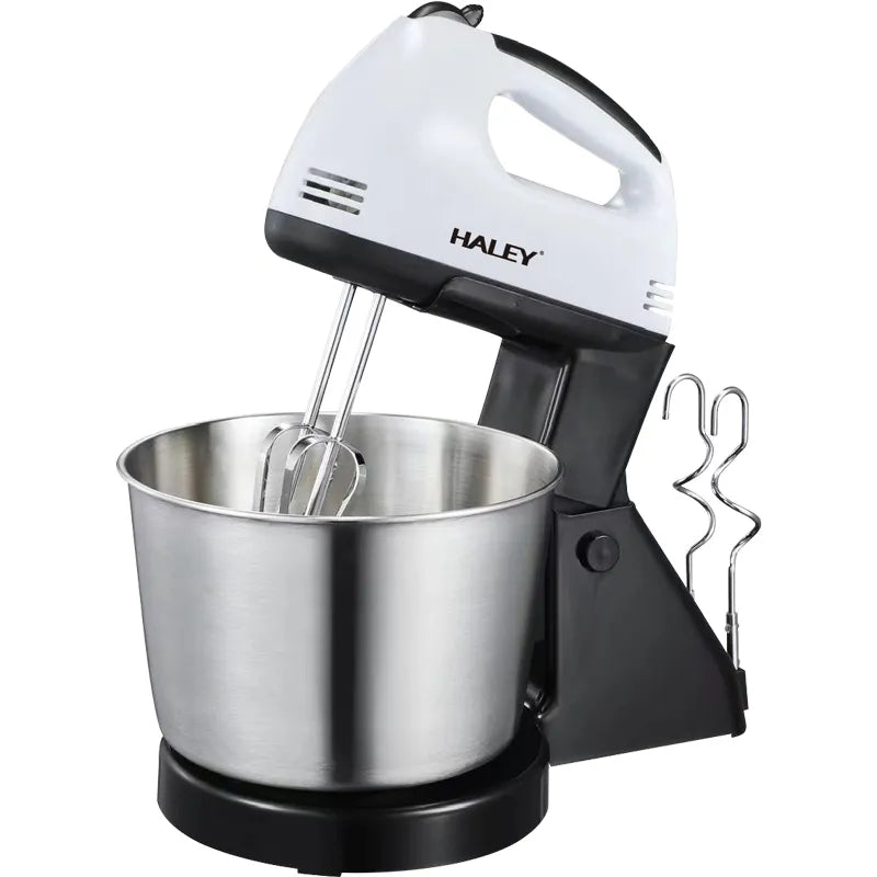 Mixer de Mână cu Bol HALEY HY-1672, 300W, 7 Viteze + Turbo, 2 în 1, Bol Inox, Teluri și Cârlige