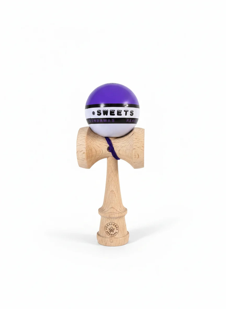 Kendama Sweets Starter Amped Shape Purple – Lemn Premium, Vopsea Sticky, Rulment & Ață de Rezervă | Model Ideal pentru Începători