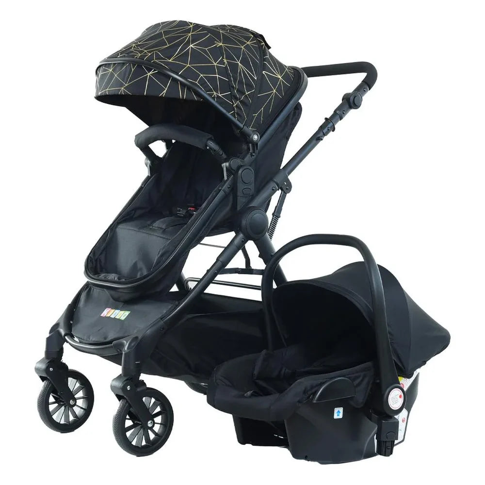 Cărucior 3 în 1 pentru Copii, Landou + Scaun Sport  + Scoică Auto i-Size, Pliabil, Suspensii, 0-15kg
